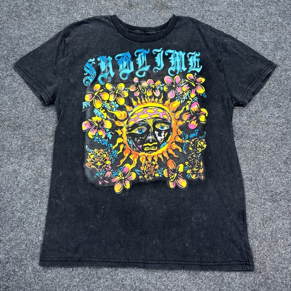 Sublime Tee Shirt Adult Size Small Acid Wash Vintage Style Sun Big Logo Reggae